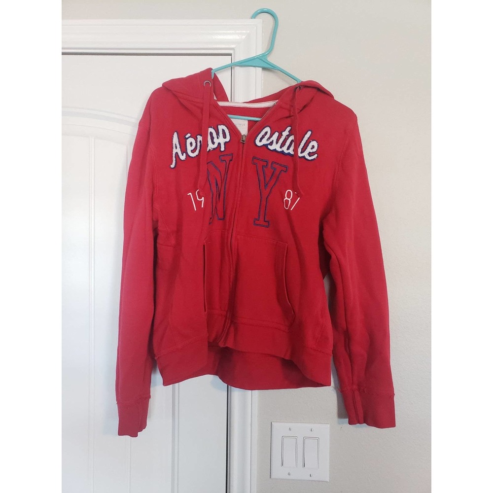 Aeropostale red hooded zip up jacket size XL